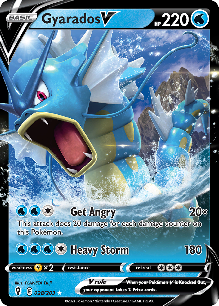 Gyarados V 28 Rare Holo V card from Evolving Skies