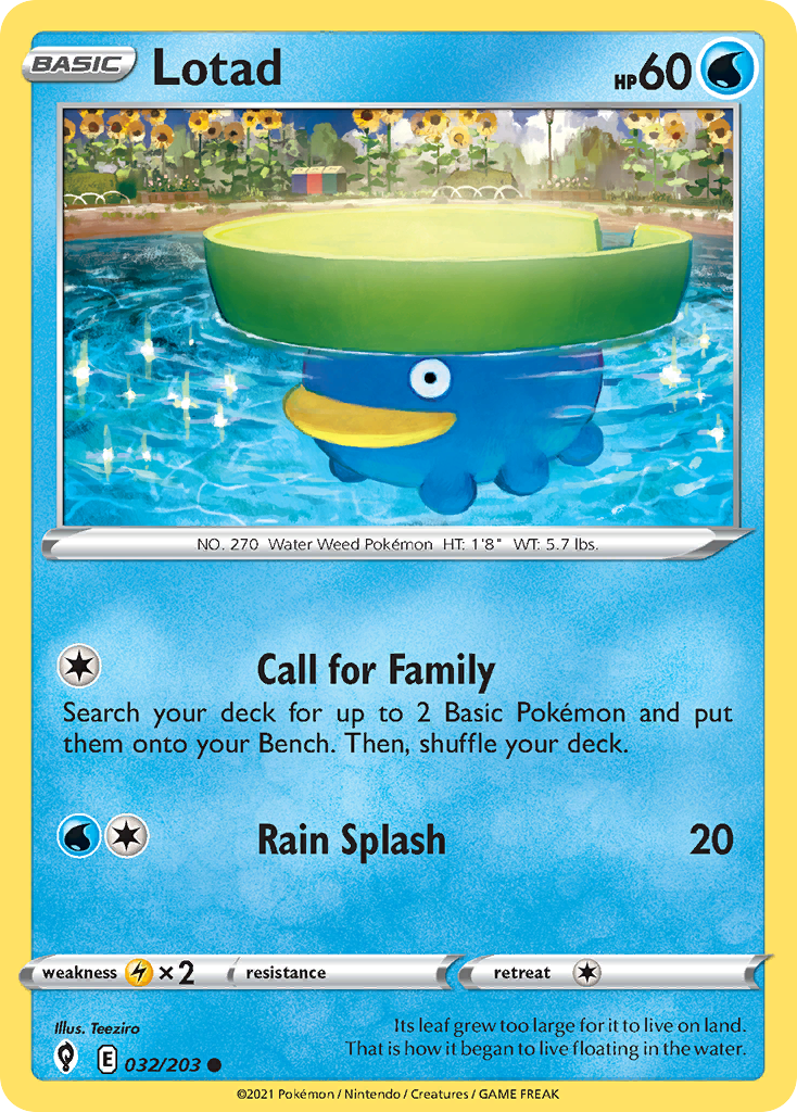 Lotad 32 Common card from Evolving Skies