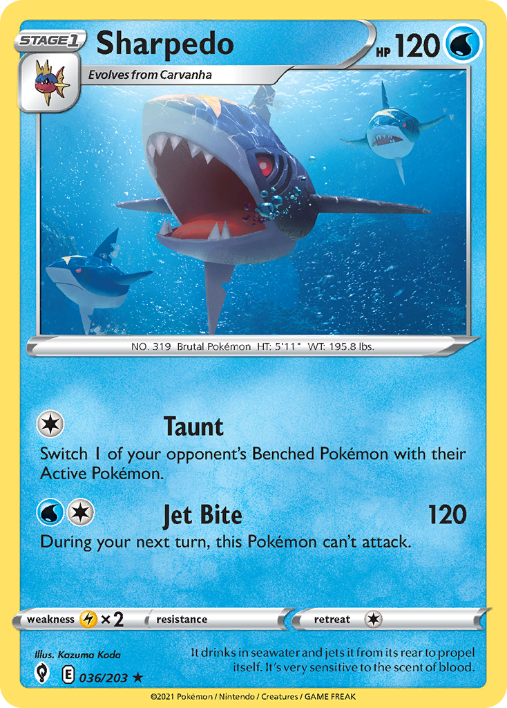 Sharpedo 36/203 Rare card from Evolving Skies