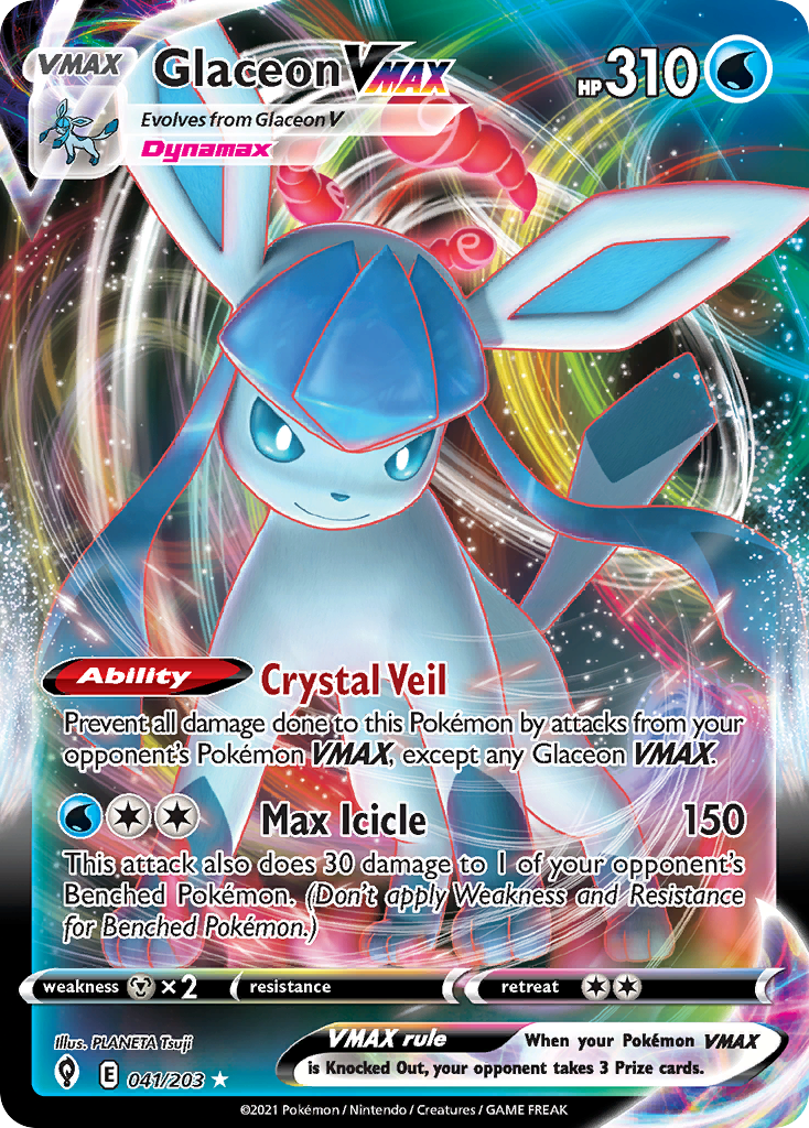 Glaceon VMAX 41 Rare Holo VMAX card from Evolving Skies