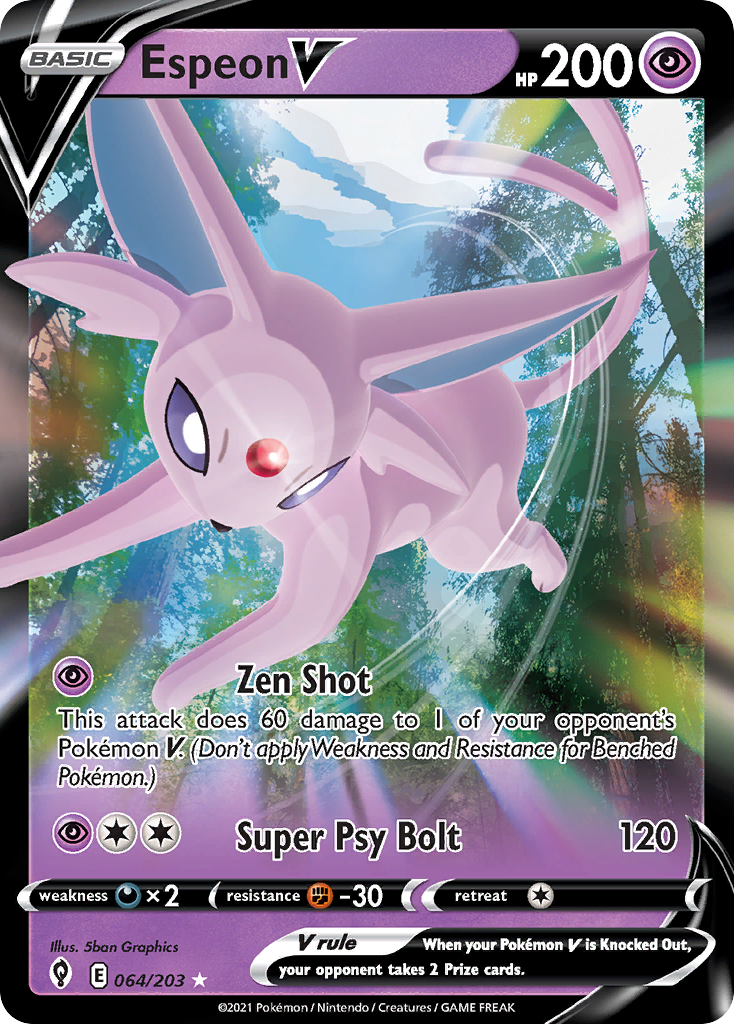 Espeon V 64 Rare Holo V card from Evolving Skies