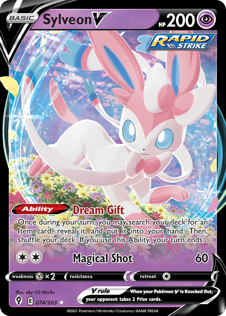 Sylveon V 74/203 Rare Holo V card from Evolving Skies