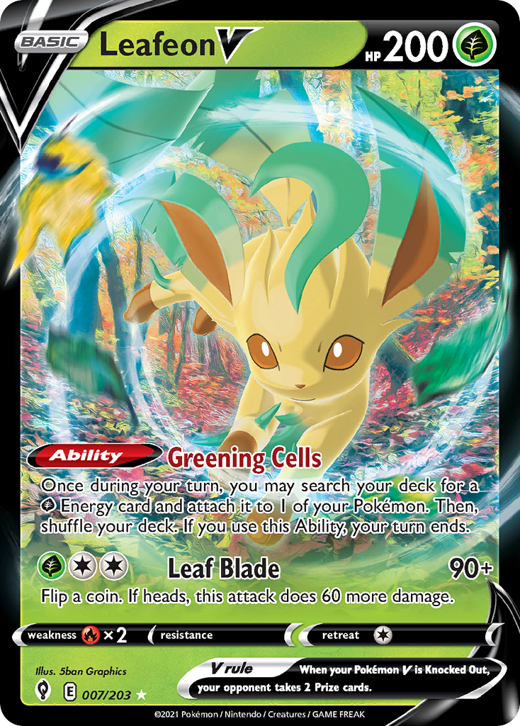 Leafeon V 7 Rare Holo V card from Evolving Skies
