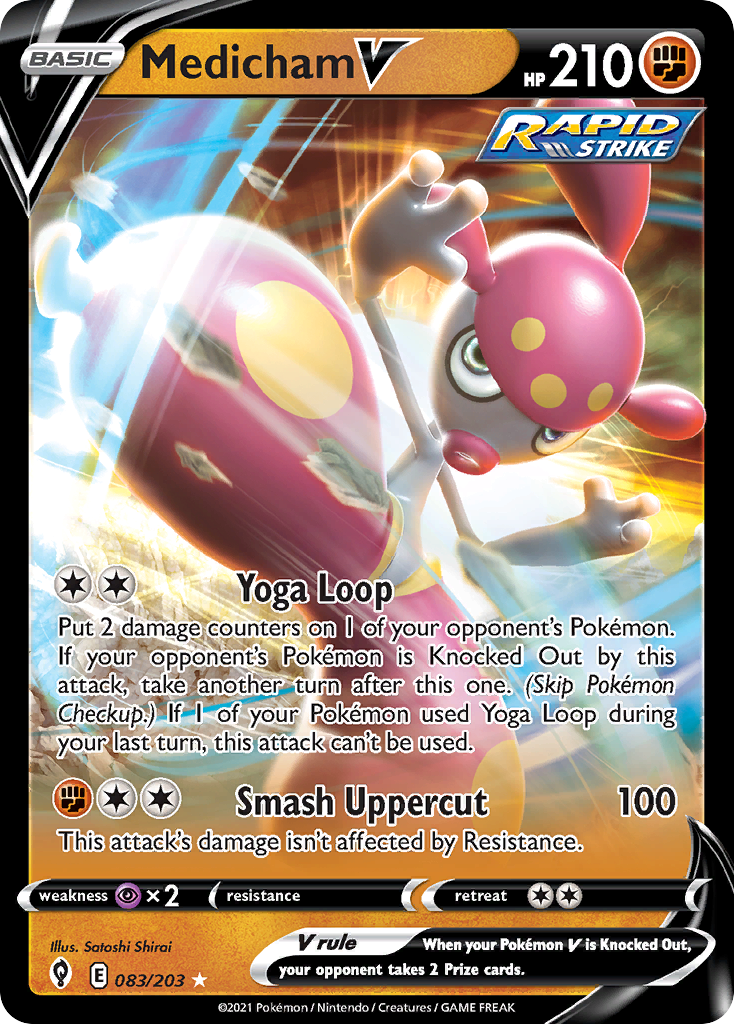 Medicham V 83 Rare Holo V card from Evolving Skies
