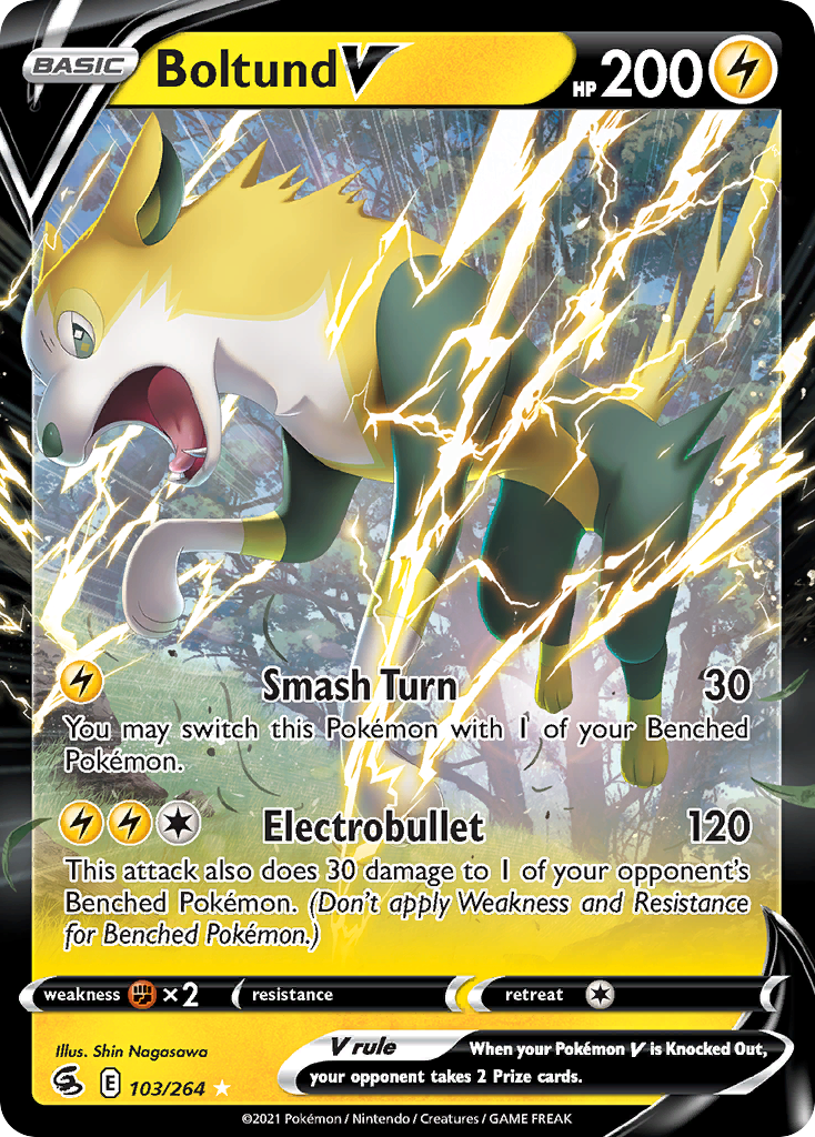Boltund V 103/264 Rare Holo V card from Fusion Strike