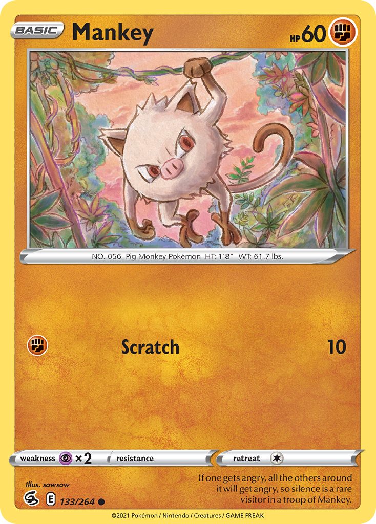 Mankey 133 Common card from Fusion Strike
