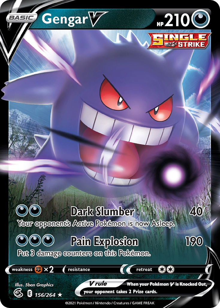 Gengar V 156 Rare Holo V card from Fusion Strike