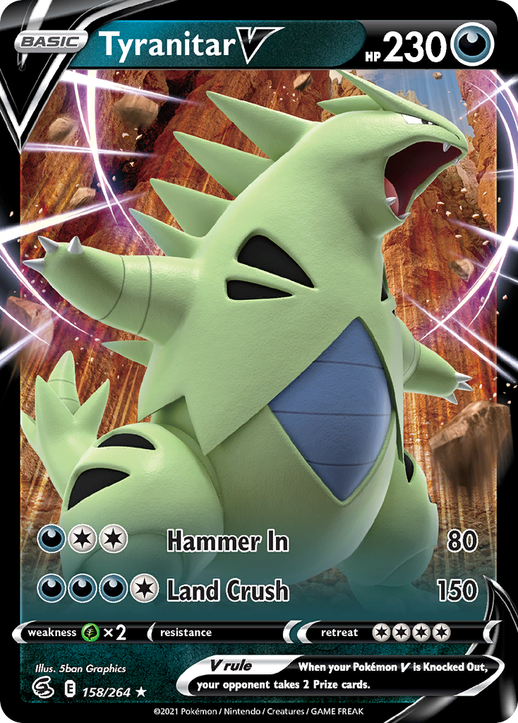 Tyranitar V 158 Rare Holo V card from Fusion Strike