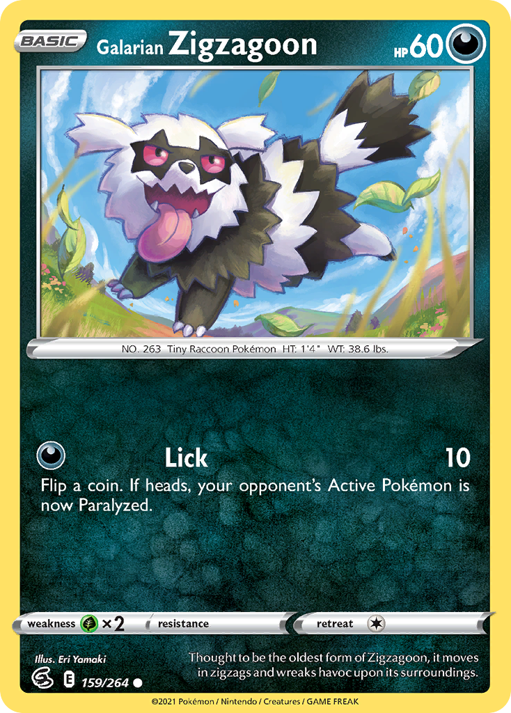 Galarian Zigzagoon 159 Common card from Fusion Strike