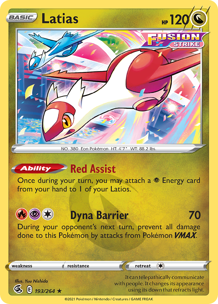 Latias 193 Rare card from Fusion Strike