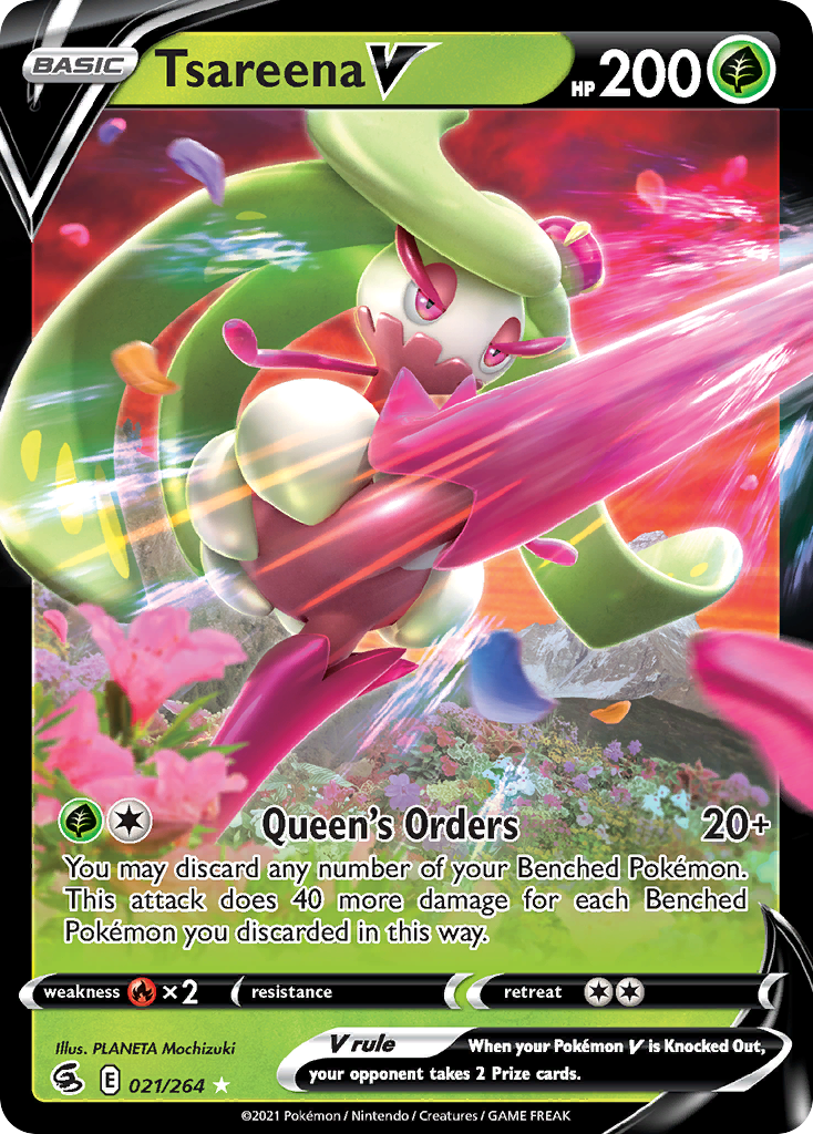 Tsareena V 21 Rare Holo V card from Fusion Strike