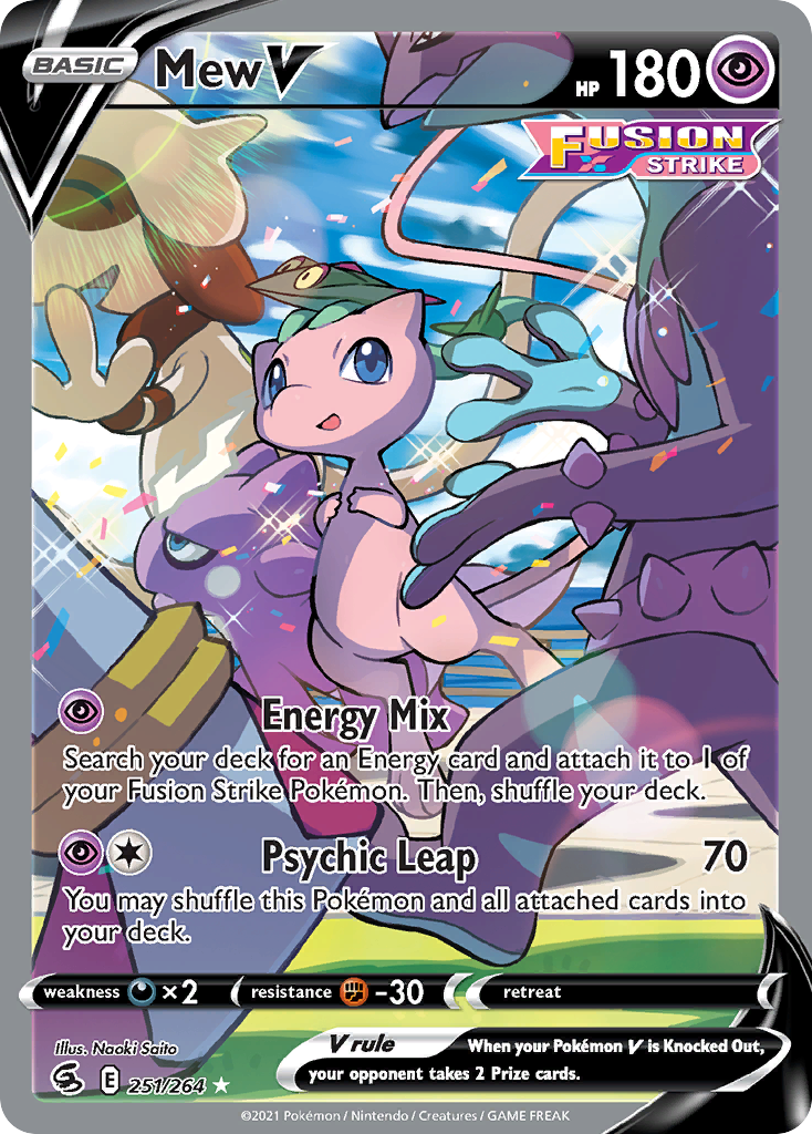 Mew V 251/264 Rare Ultra card from Fusion Strike