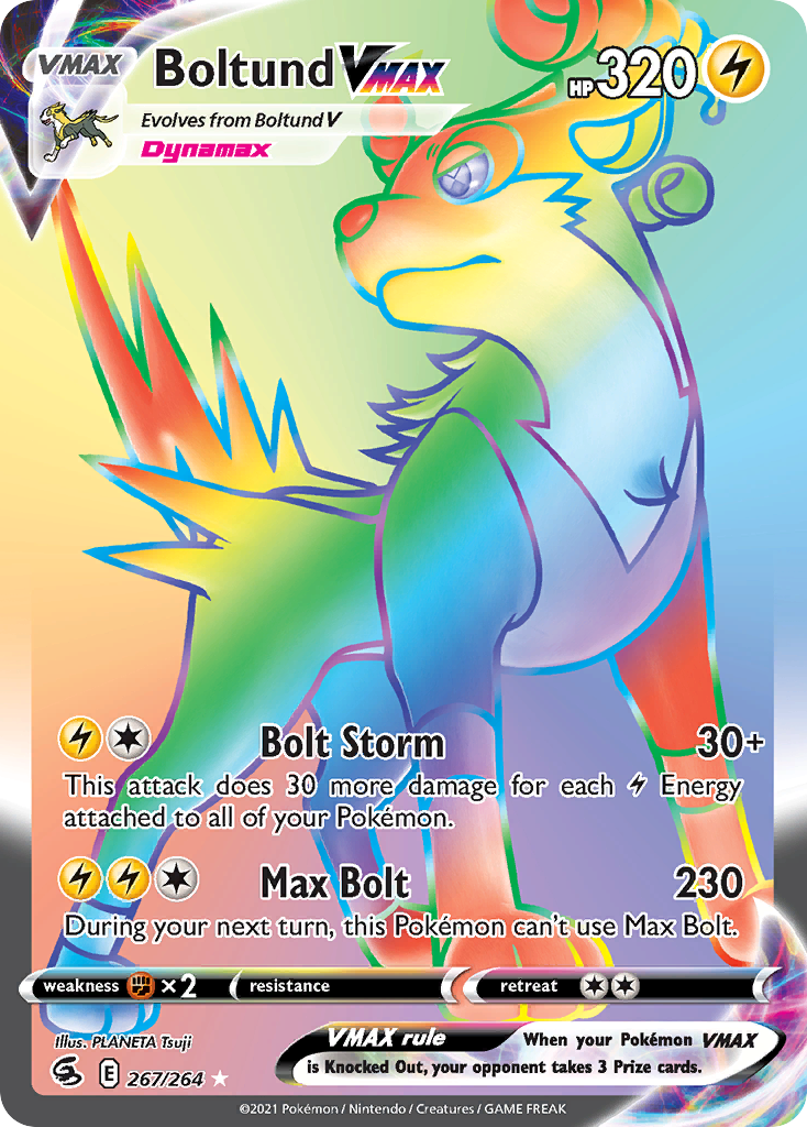Boltund VMAX 267/264 Rare Rainbow card from Fusion Strike