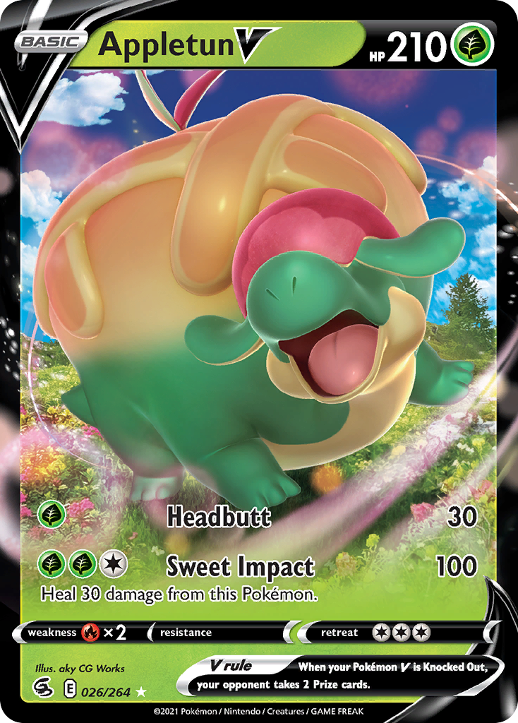 Appletun V 26/264 Rare Holo V card from Fusion Strike