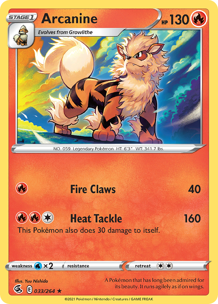 Arcanine 33/264 Rare card from Fusion Strike