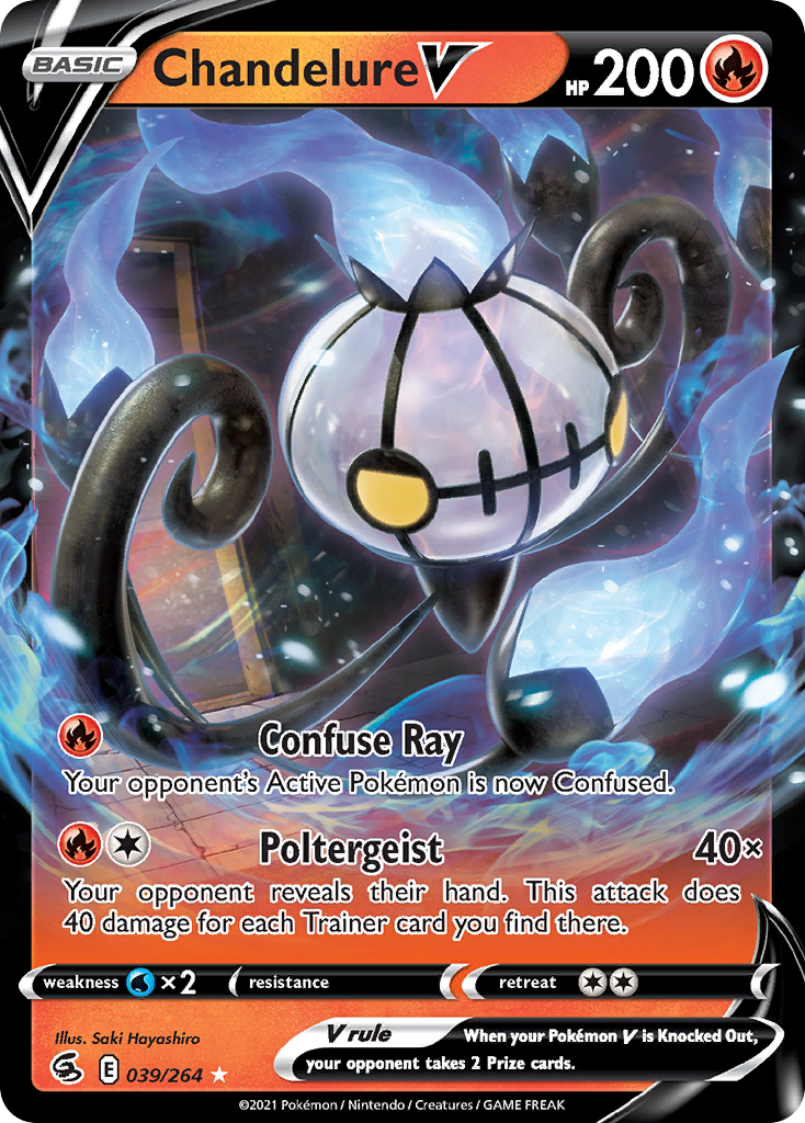 Chandelure V 39 Rare Holo V card from Fusion Strike