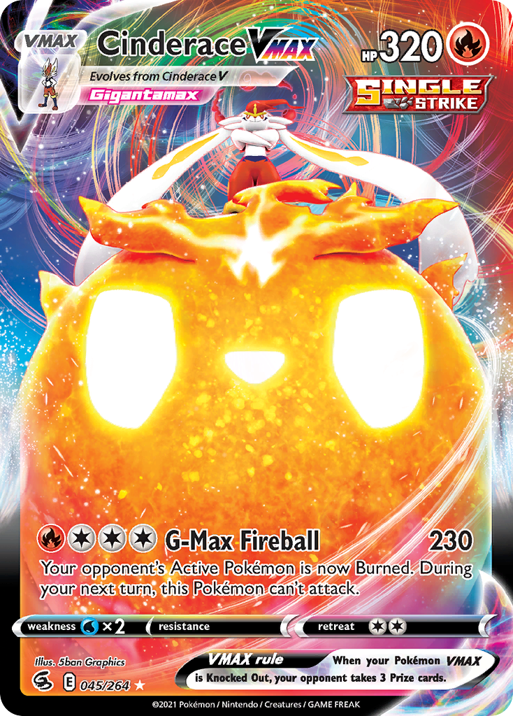Cinderace VMAX 45/264 Rare Holo VMAX card from Fusion Strike