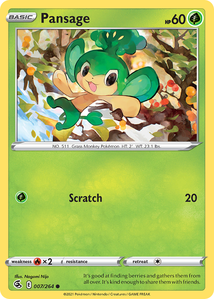 Pansage 7/264 Common card from Fusion Strike