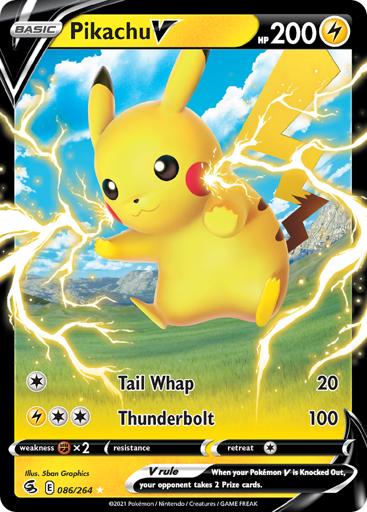 Pikachu V 86/264 Rare Holo V card from Fusion Strike
