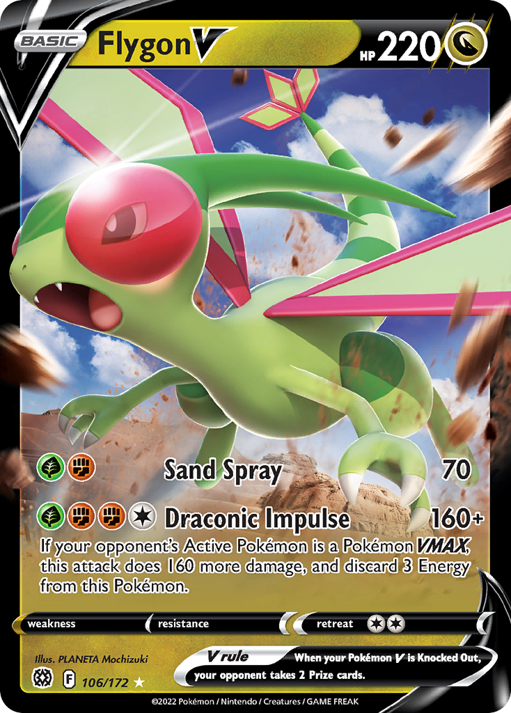 Flygon V 106 Rare Holo V card from Brilliant Stars