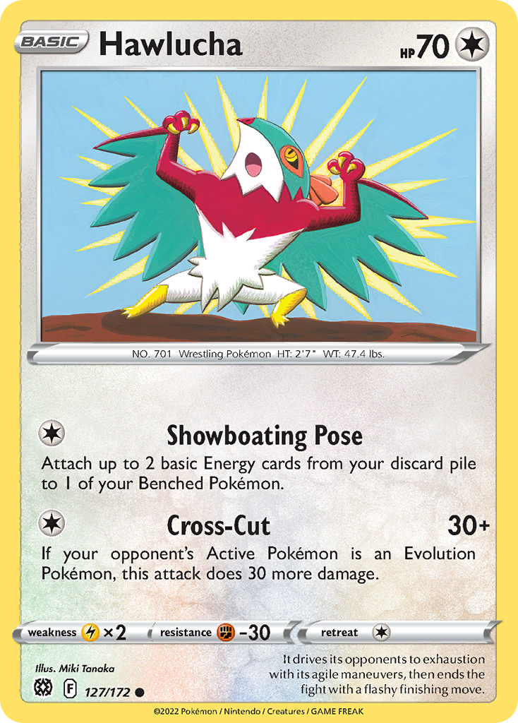 Hawlucha 127 Common card from Brilliant Stars