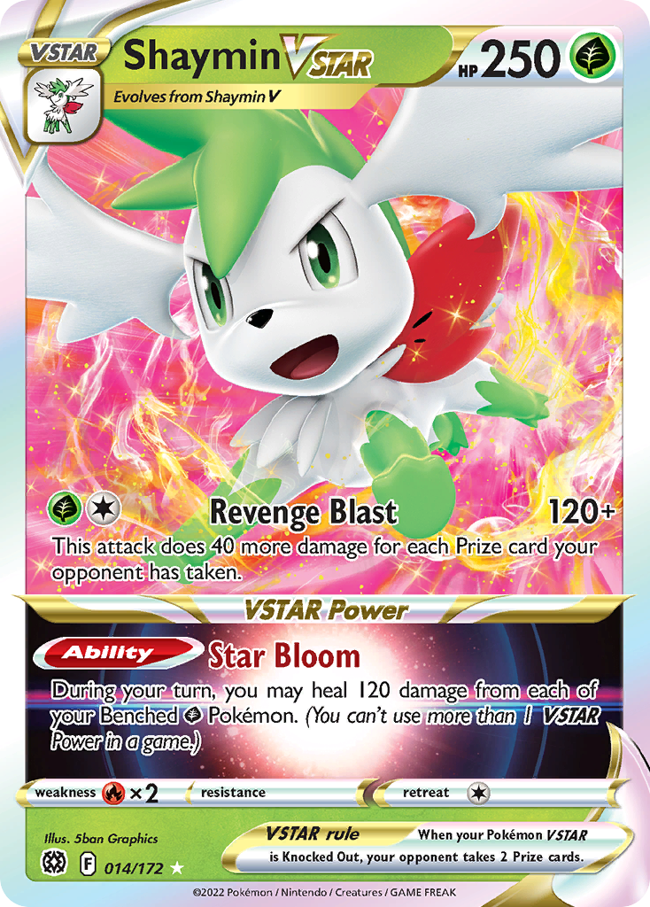 Shaymin VSTAR 14 Rare Holo VSTAR card from Brilliant Stars