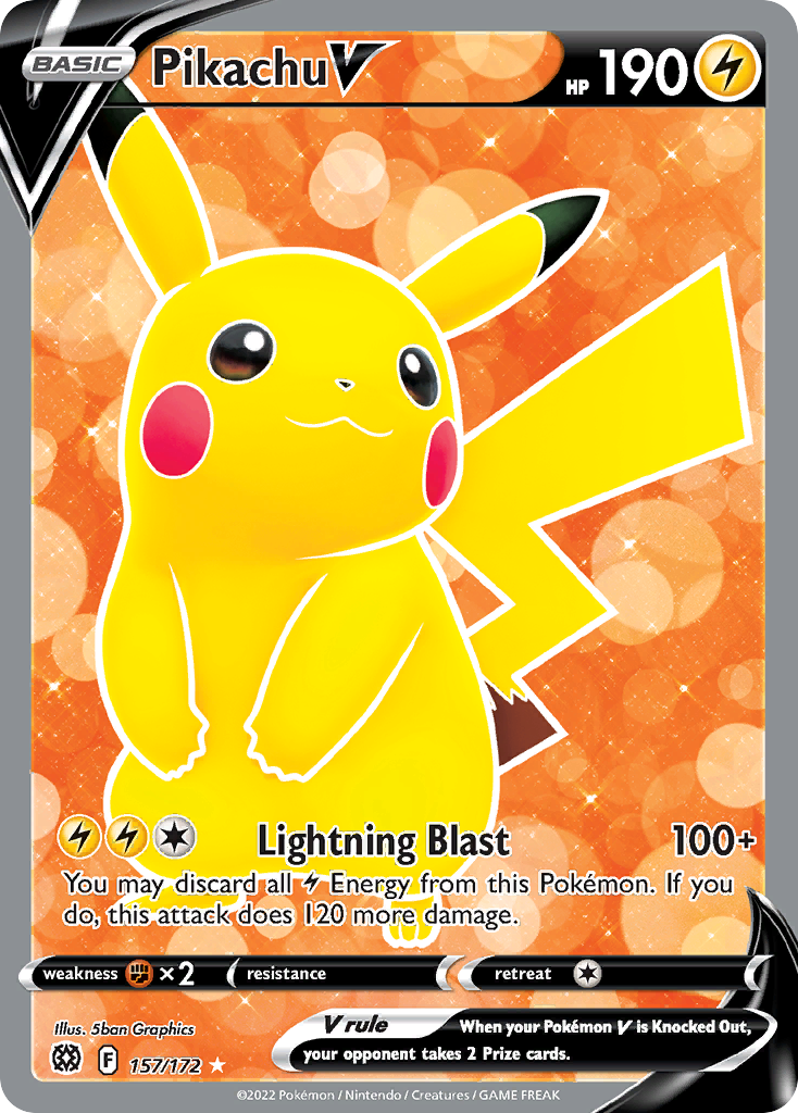 Pikachu V 157 Rare Ultra card from Brilliant Stars