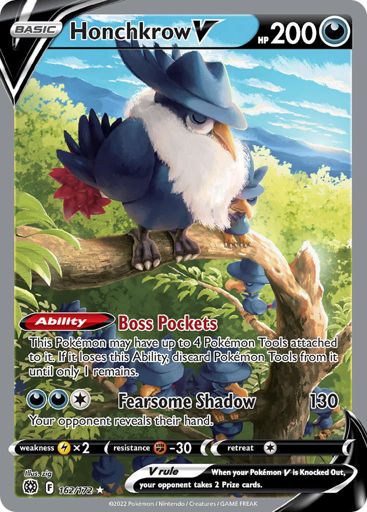Honchkrow V 162 Rare Ultra card from Brilliant Stars