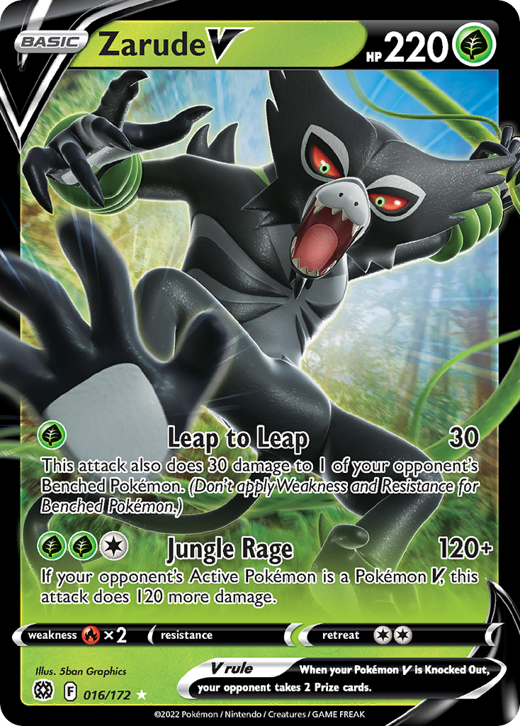 Zarude V 16/172 Rare Holo V card from Brilliant Stars