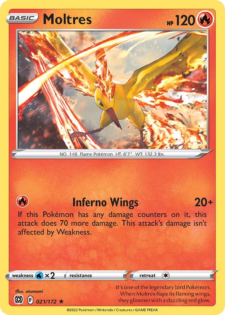 Moltres 21 Rare Holo card from Brilliant Stars