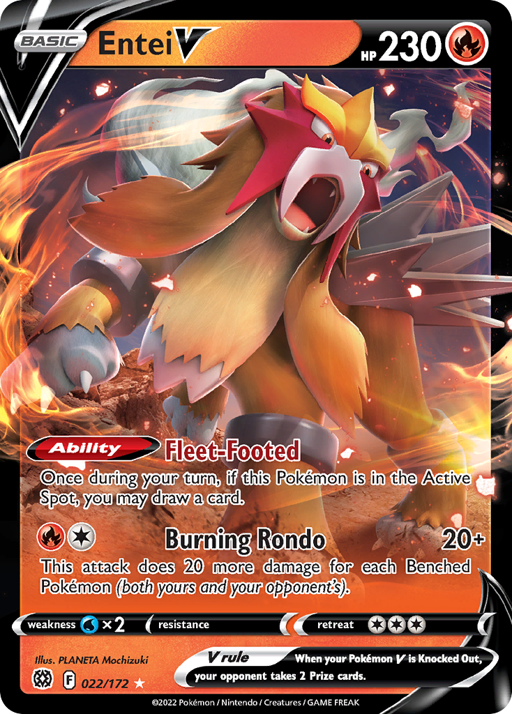 Entei V 22/172 Rare Holo V card from Brilliant Stars