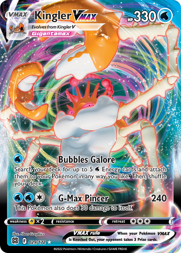 Kingler VMAX 29 Rare Holo VMAX card from Brilliant Stars