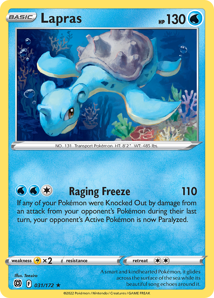 Lapras 31 Rare card from Brilliant Stars