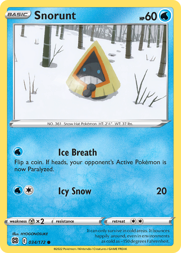 Snorunt 34 Common card from Brilliant Stars