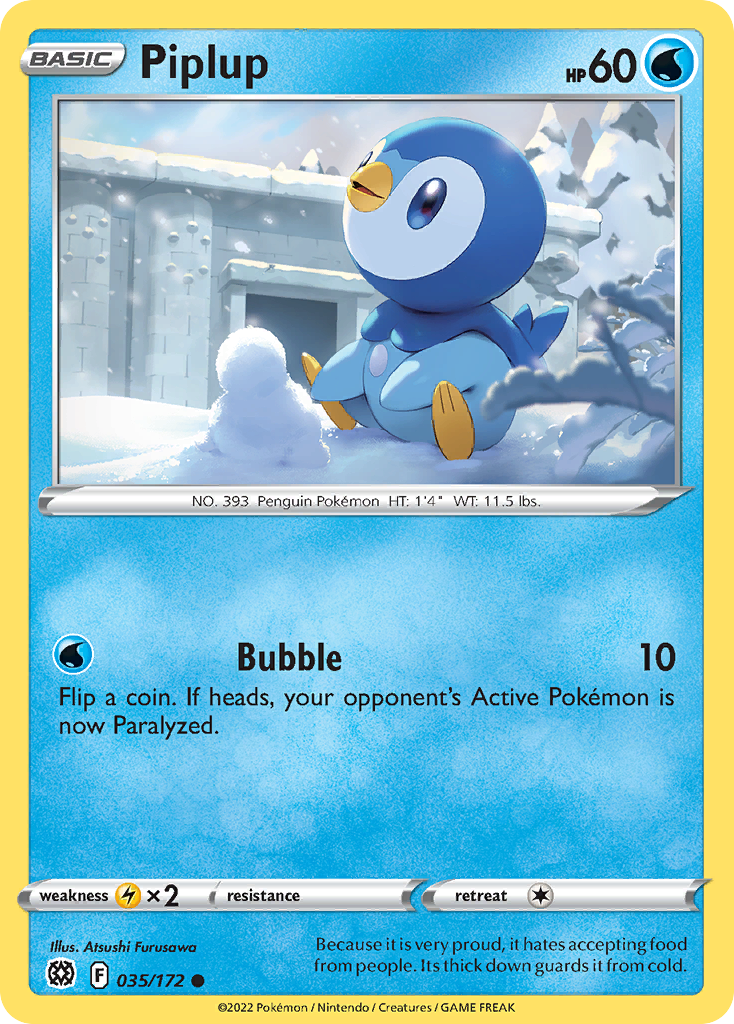 Piplup 35 Common card from Brilliant Stars
