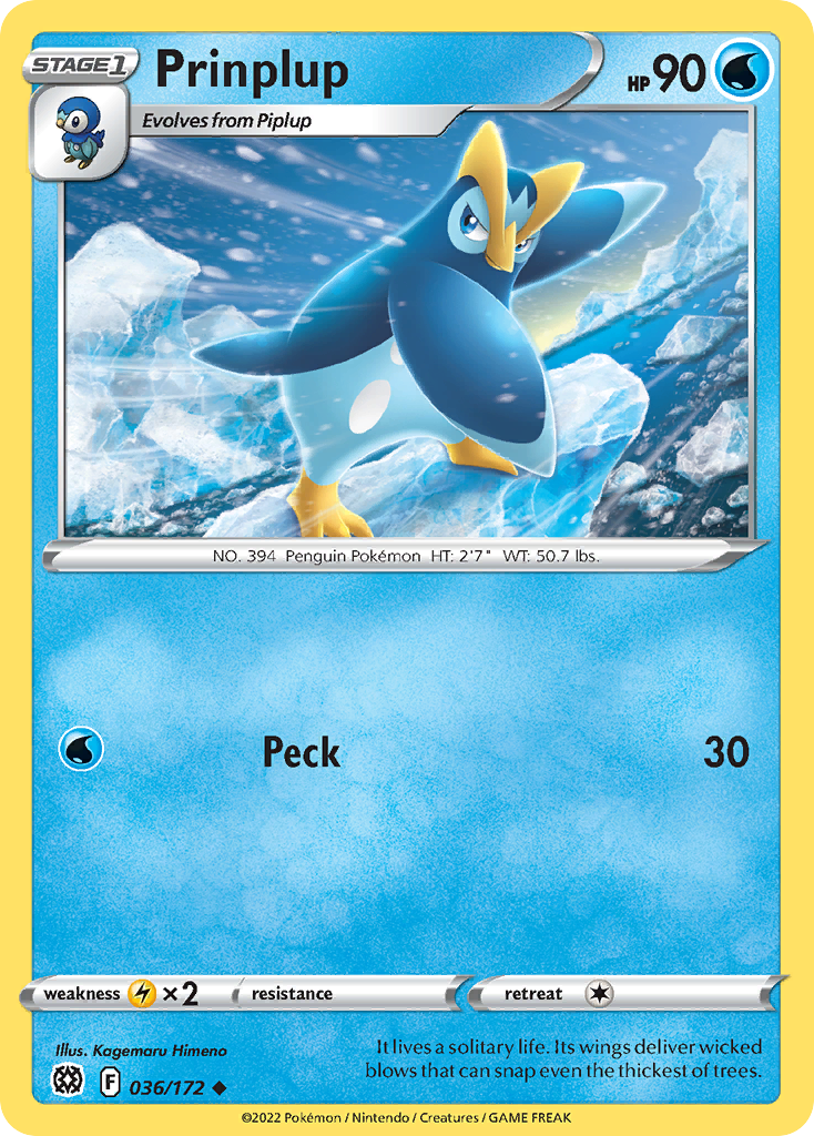 Prinplup 36/172 Uncommon card from Brilliant Stars