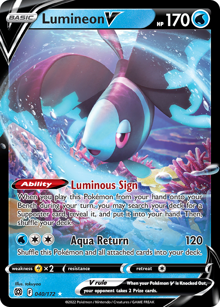 Lumineon V 40 Rare Holo V card from Brilliant Stars