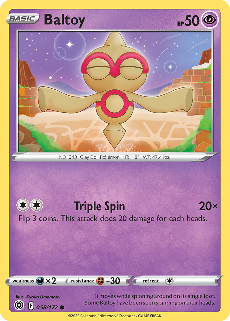 Baltoy 58/172 Common card from Brilliant Stars