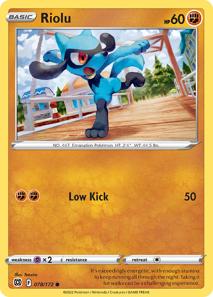 Riolu 78 Common card from Brilliant Stars