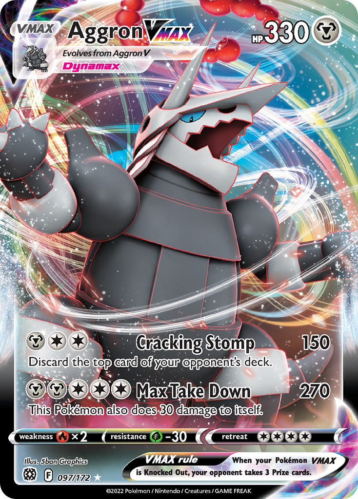 Aggron VMAX 97 Rare Holo VMAX card from Brilliant Stars