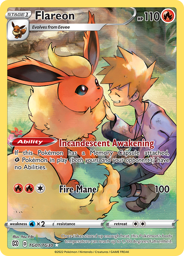 Flareon TG01/30 Trainer Gallery Rare Holo card from Brilliant Stars Trainer Gallery