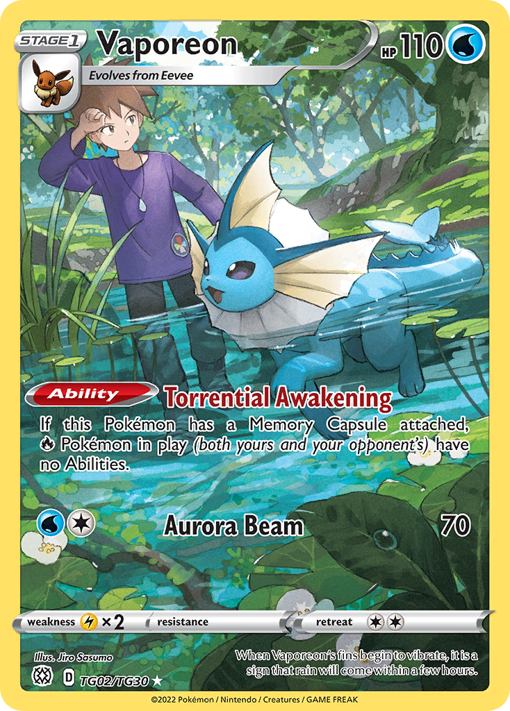 Vaporeon TG02 Trainer Gallery Rare Holo card from Brilliant Stars Trainer Gallery