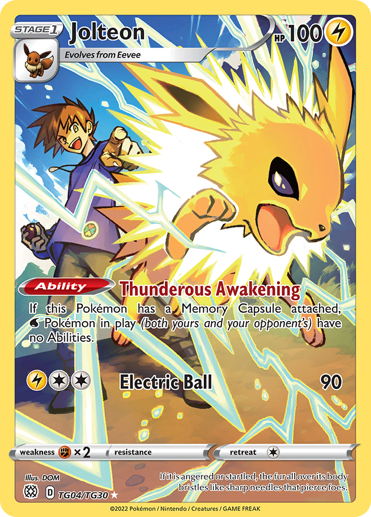 Jolteon TG04 Trainer Gallery Rare Holo card from Brilliant Stars Trainer Gallery