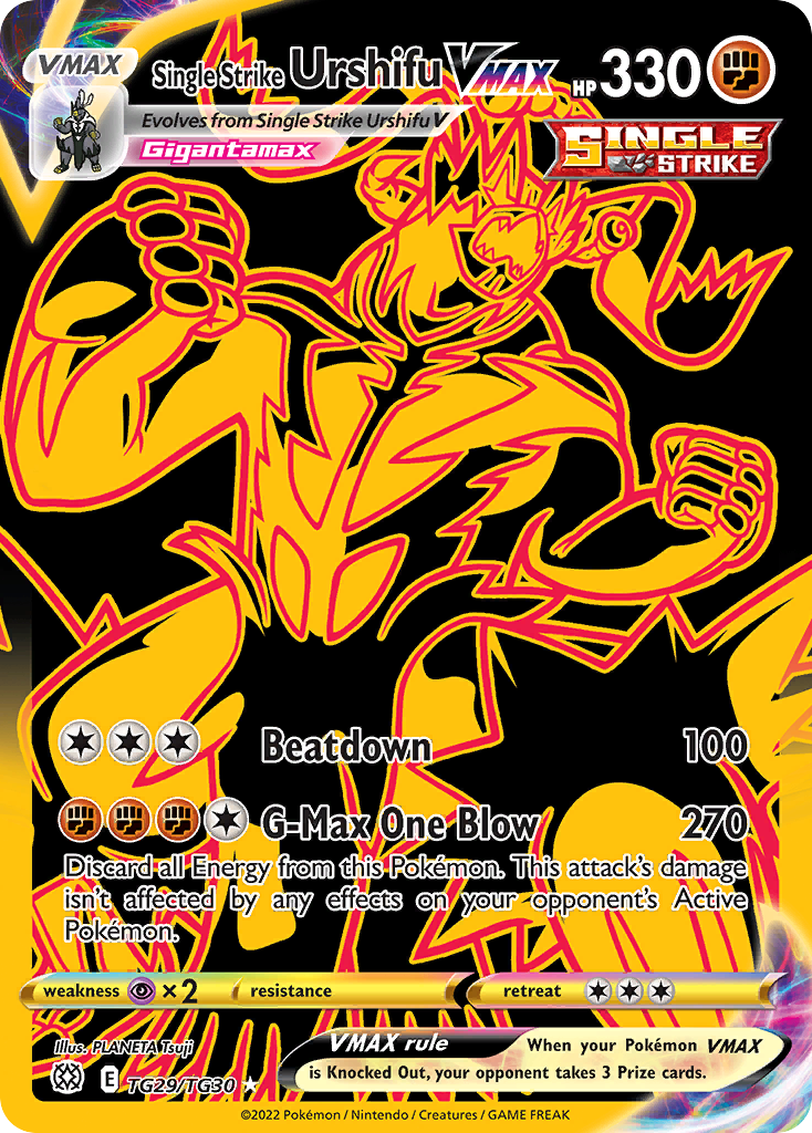 Single Strike Urshifu VMAX TG29 Rare Secret card from Brilliant Stars Trainer Gallery