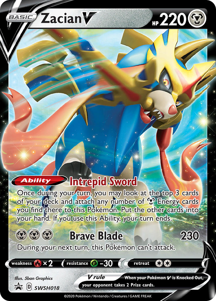 Zacian V SWSH018 Promo card from SWSH Black Star Promos