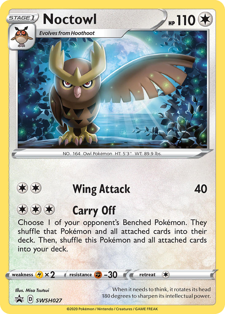 Noctowl SWSH027 Promo card from SWSH Black Star Promos