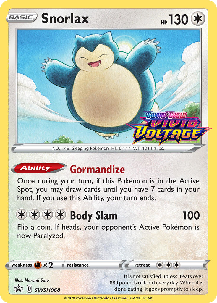 Snorlax SWSH068 Promo card from SWSH Black Star Promos