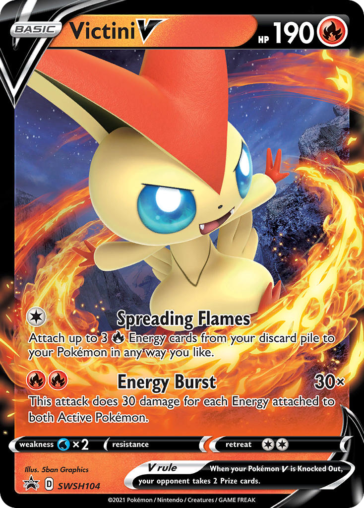 Victini V SWSH104 Promo card from SWSH Black Star Promos