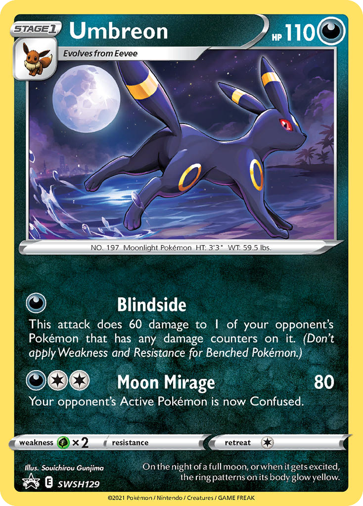 Umbreon SWSH129 Promo card from SWSH Black Star Promos
