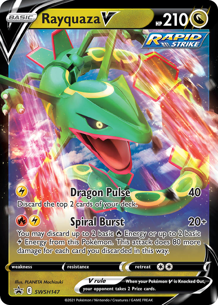 Rayquaza V SWSH147 Promo card from SWSH Black Star Promos